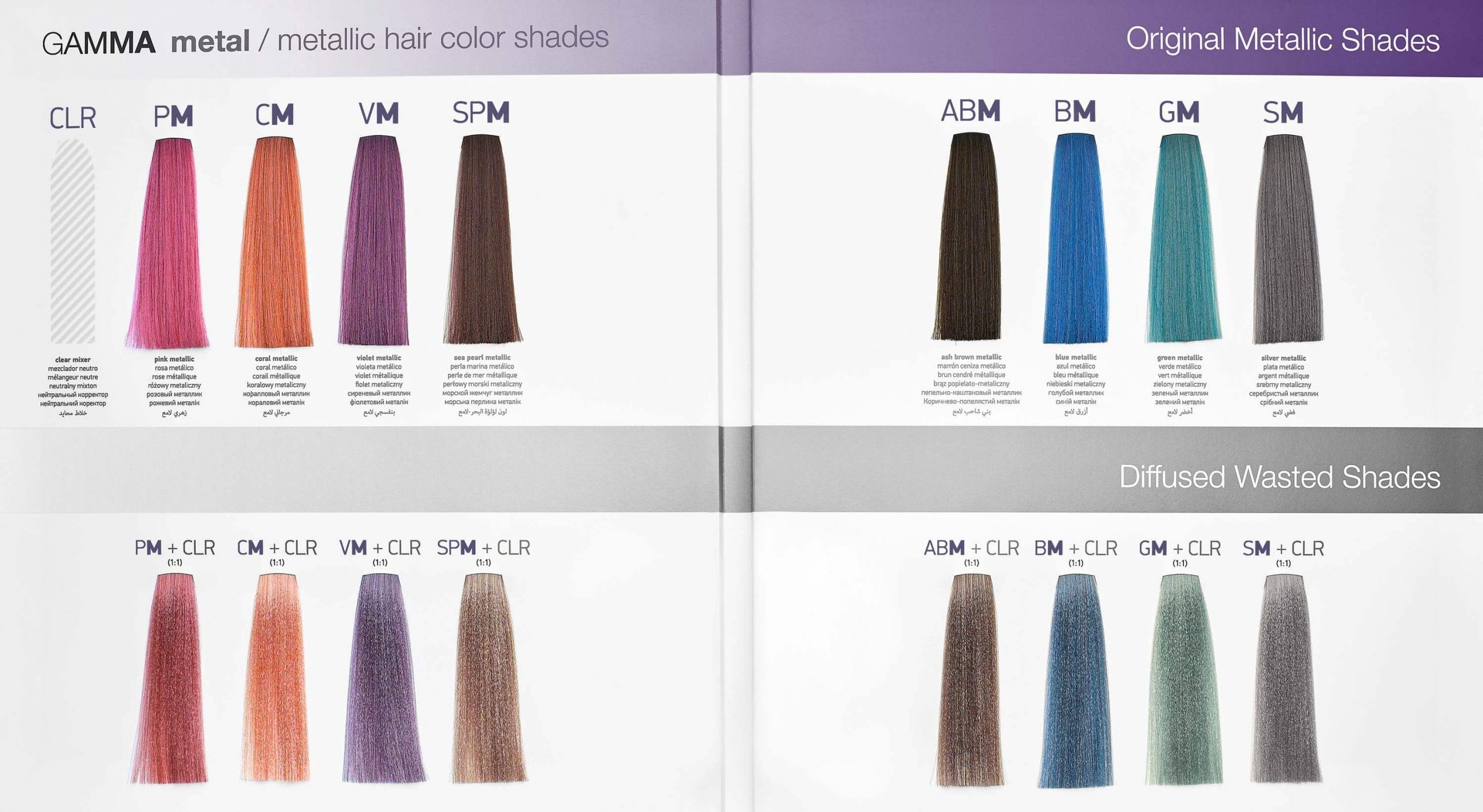 Gamma Metal metallic hair color cream shade chart